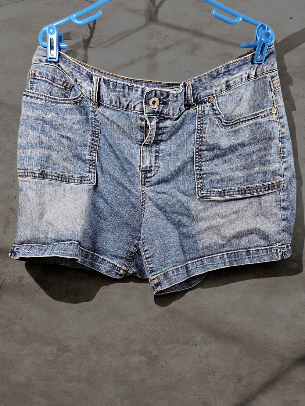 Cato Light Blue Denim Patch-Pocket Shorts